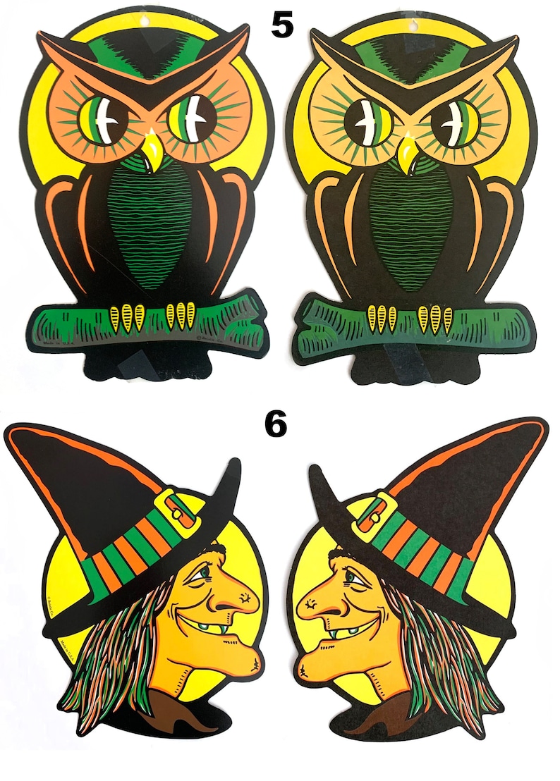 VIntage Halloween decoration paper owl pumpkin witch cat 80s 90s image 5