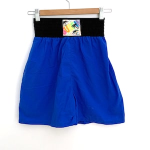Vintage 80s shorts nylon blue rainbow Surfin tag 90s