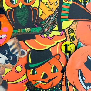 VIntage Halloween decoration paper owl pumpkin witch cat 80s 90s image 1