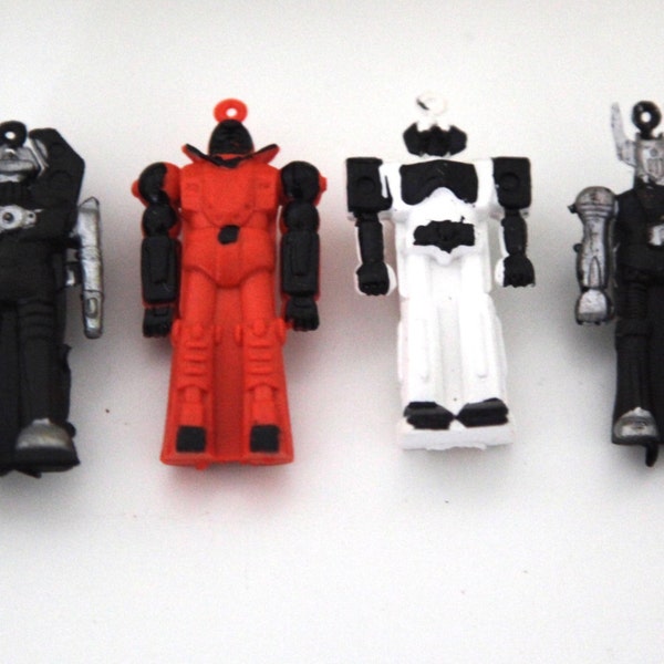 Vintage 80s robot pencil topper erasers space men set of 4