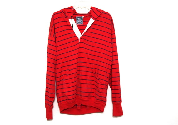 Vintage 90s hoodie sweatshirt red striped rugby McIntosh Seymour 80s