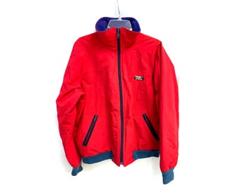 LL Bean Vintage Red Warm-Up Jacket 80s 90s Ski Suit Party