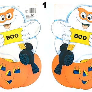 VIntage Halloween decoration paper owl pumpkin witch cat 80s 90s 1.NiceGhost9.75x13.5
