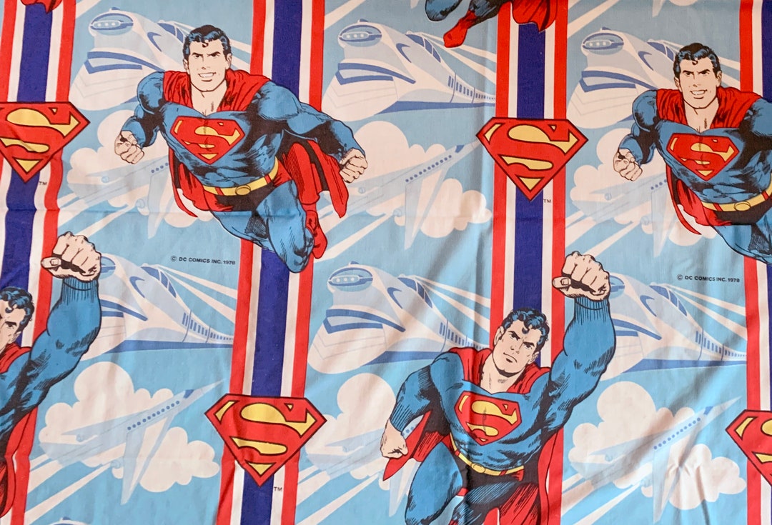 Vintage 1978 Superman Twin Sheet Set Flat Fitted Pillowcase - Etsy