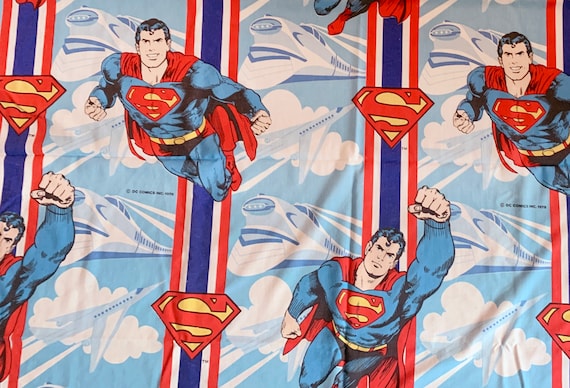 Vintage 1978 Superman Twin Sheet Set Flat Fitted Pillowcase - Etsy