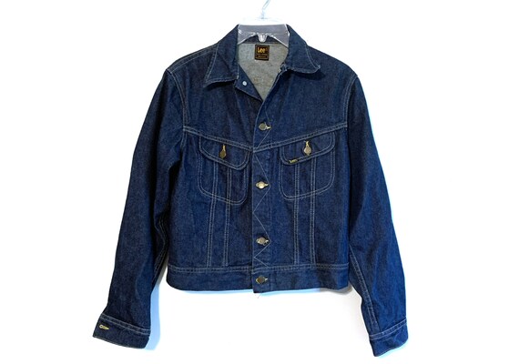 Vintage jean jacket Lee dark wash 70s 80s - image 1