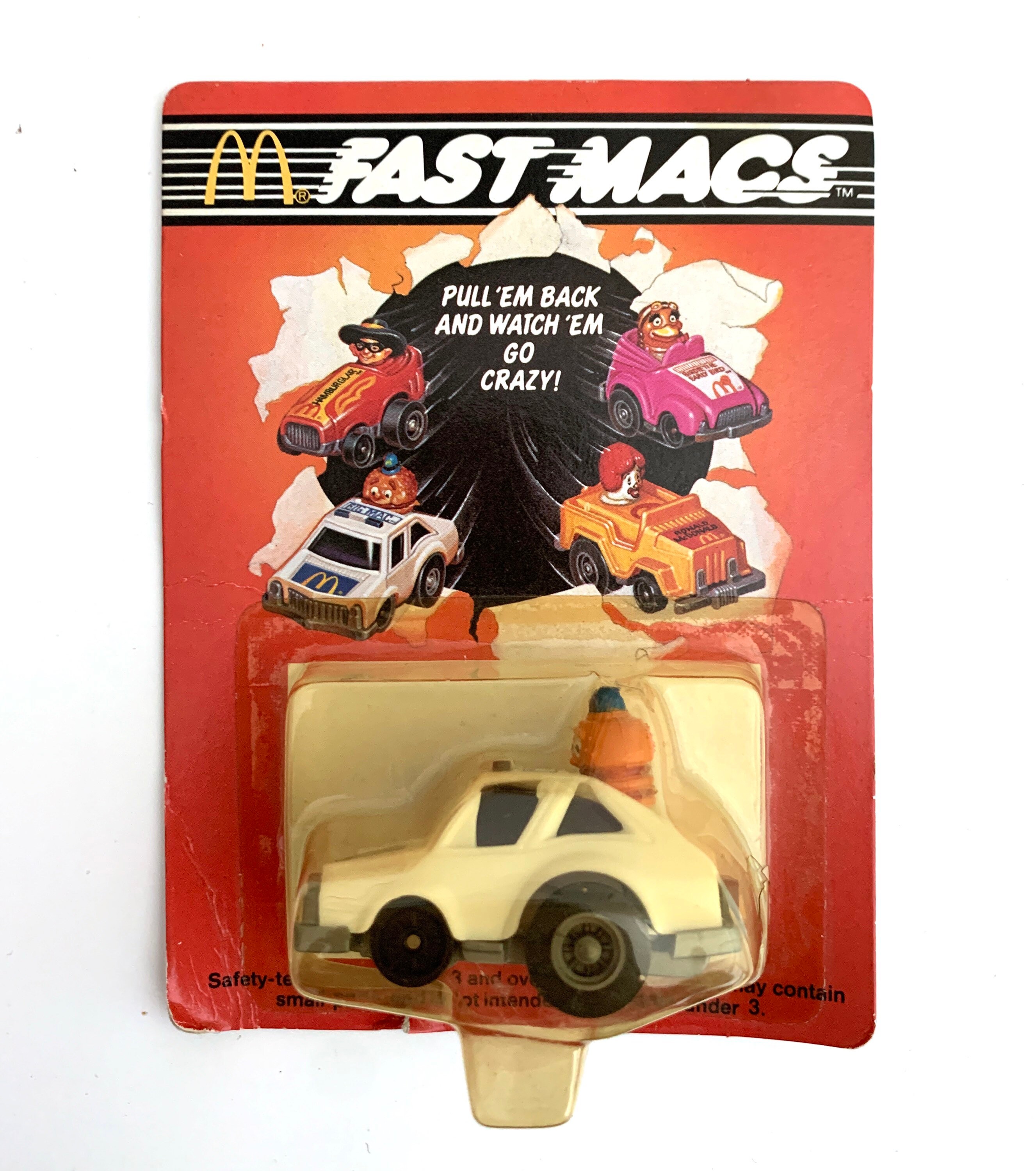 Vintage 80s MCDONALDS Fast Macs Happy Meal Pull Back Cars