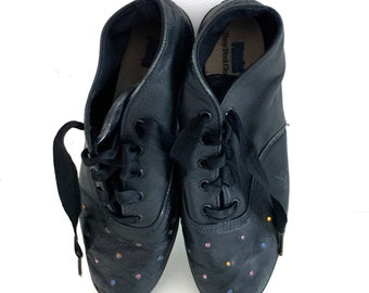 Vintage Keds High Tops Schuhe Damen 6.5 schwarze Leder Booties