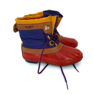 Vintage 80s boots sporto color block womens 7 primary colors