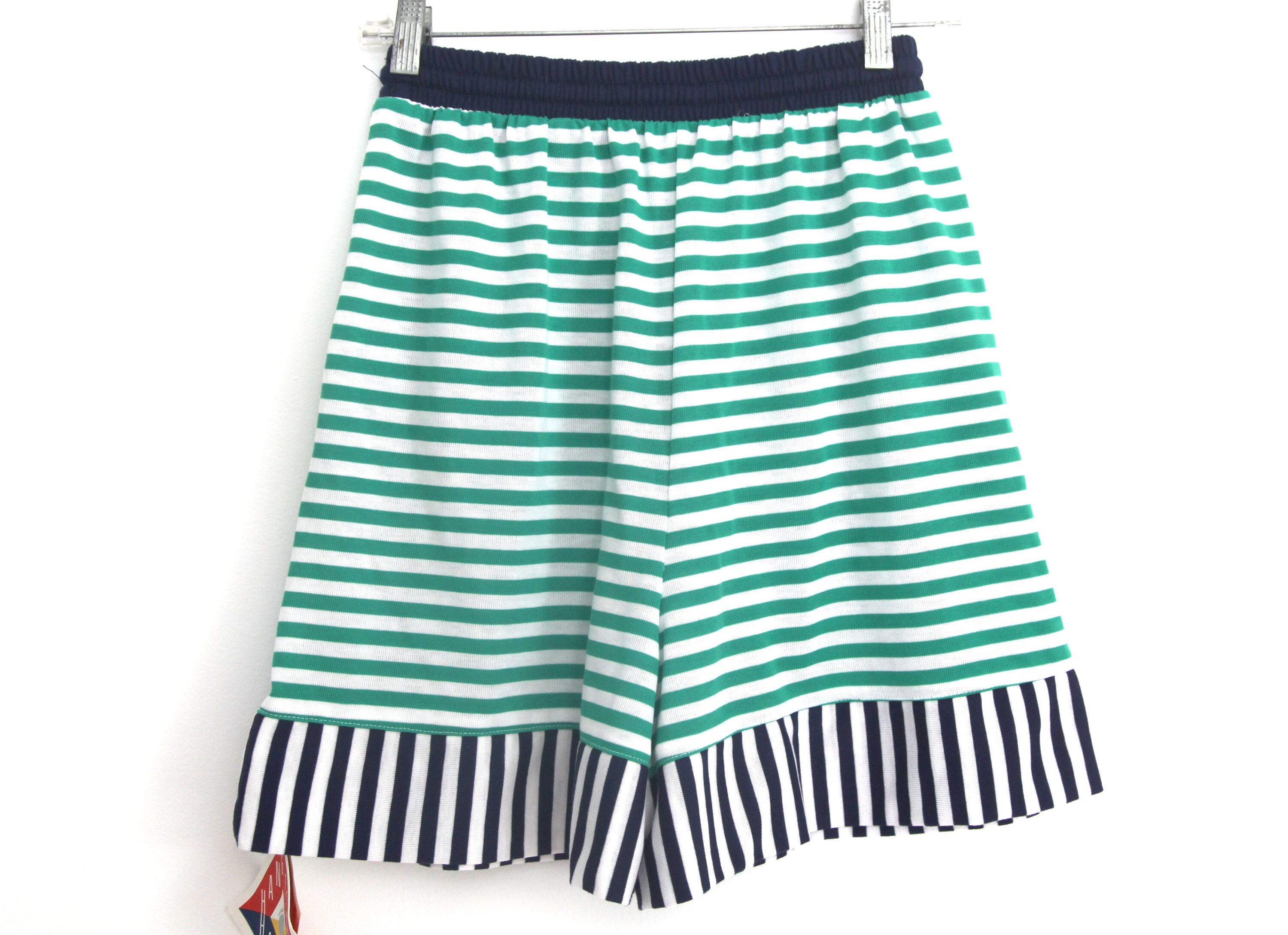 Vintage 80s shorts striped green navy blue new nwt hang ten | Etsy