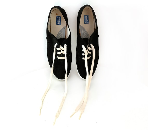 Vintage 80s keds shoes black canvas womens 9 - image 2