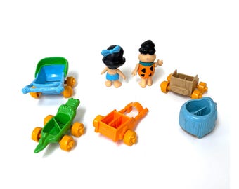 Vintage 80s Flintstones toys Dennys complete set pvc figures 90s
