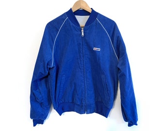 Vintage jaren 80 corduroy jas omkeerbaar blauwgrijs Wagner