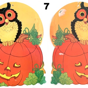 VIntage Halloween decoration paper owl pumpkin witch cat 80s 90s 7.NiceOwl9.5x13