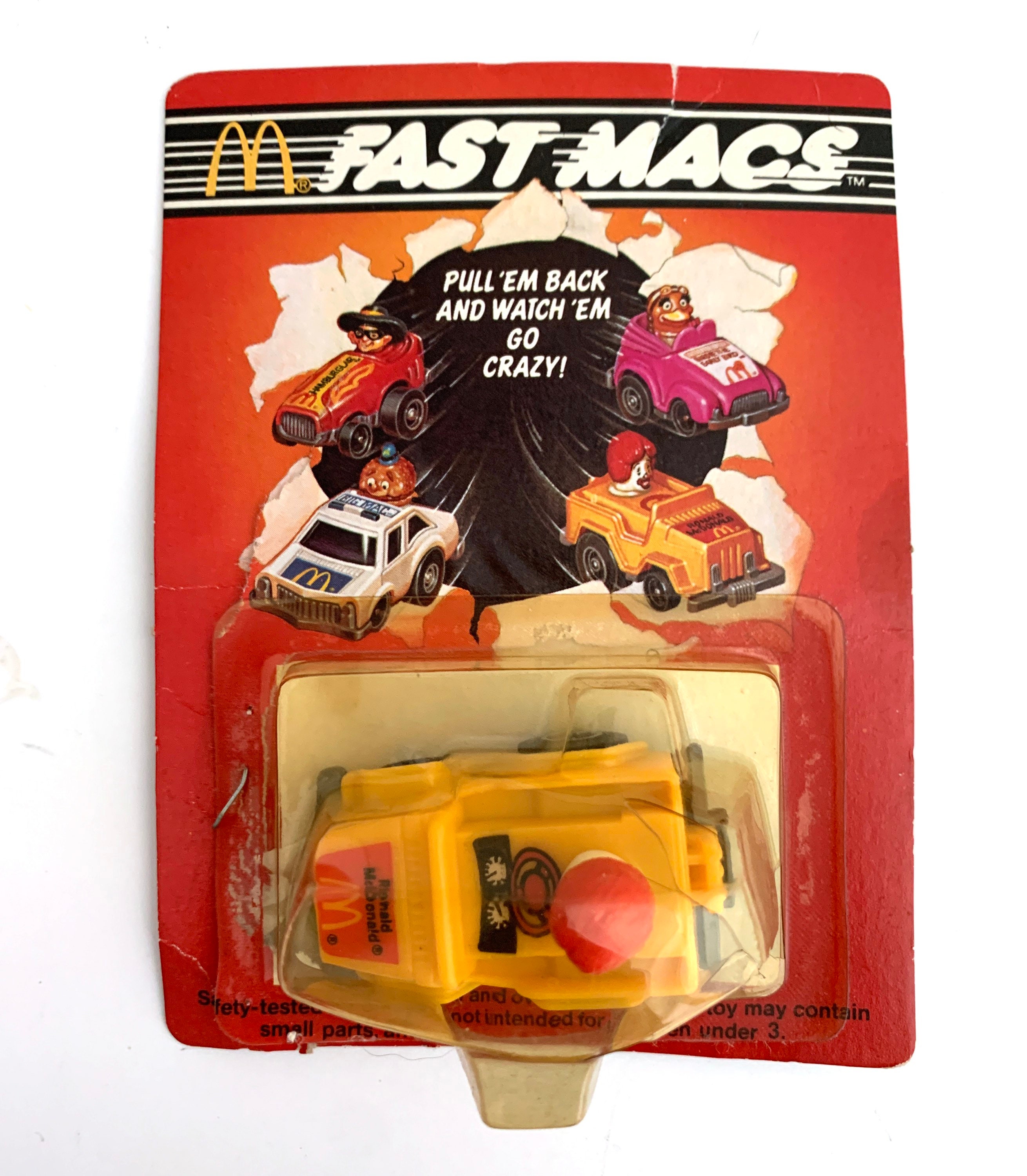 Vintage 80s MCDONALDS Fast Macs Happy Meal Pull Back Cars