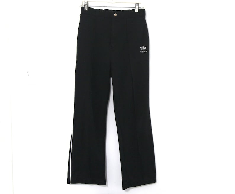 Vintage 80er Adidas Hosen Fußball Schiedsrichter Nadelstreifen schwarz Herren Vintage 80er Adidas Hosen Fußball Schiedsrichter Nadelstreifen schwarz Herren
