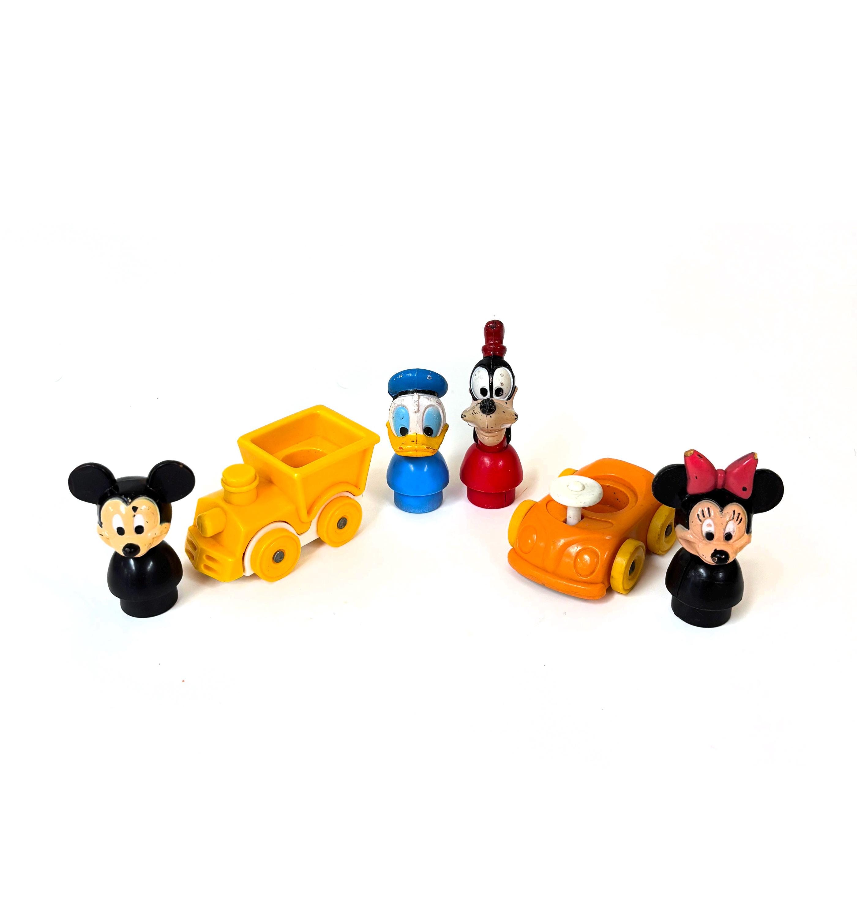 Vintage 70s Disney Little People Ilco Minnie Mickey Pluto Goofy
