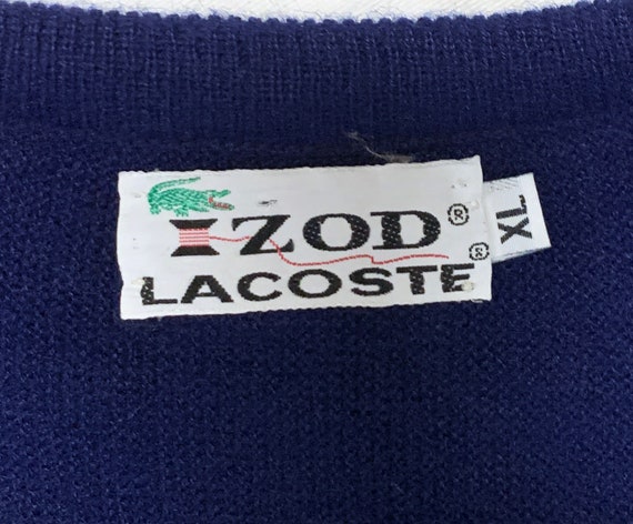 Vintage 80s Lacoste sweater navy blue vneck preppy - image 2