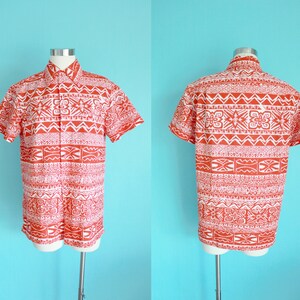 1980s Red Hawaiian Button Down Shirt by Malihini