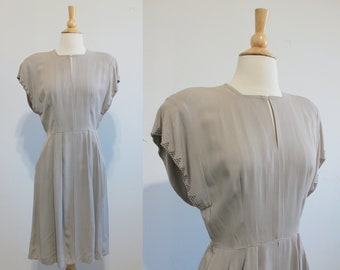 1940s Gray Studded Dress