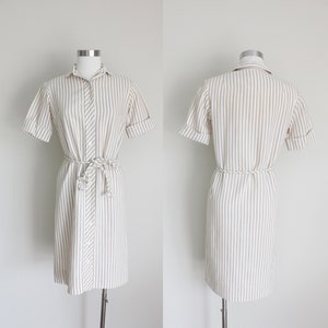 1960s Tan Striped Sheath Dress by The Villager | Size Small