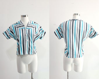 1950s Striped Blouse by Arlene of Hollywood | Small