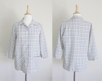 1960s Rainbow Plaid Chore Patch Pocket Jacket by Angelica | Small