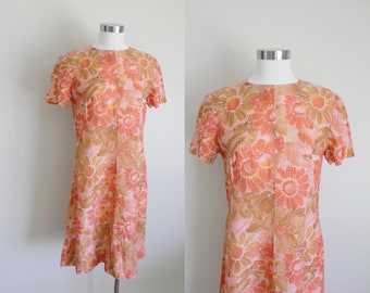 Orange floral dress | Etsy