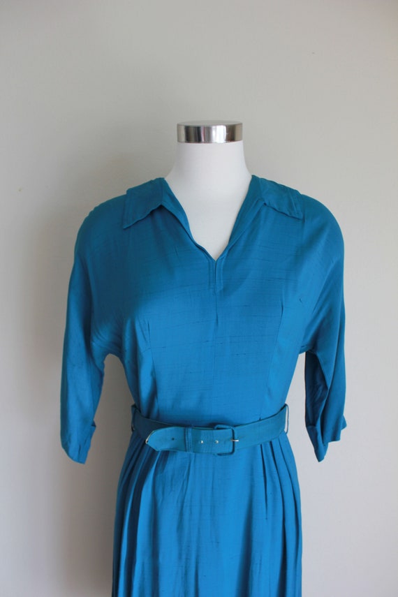 1950s Dolman Sleeve Teal Dress by Dream Dress | 2… - image 6