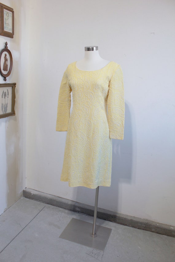 1960s Yellow Beaded Evening Dress | Small/Medium - image 3