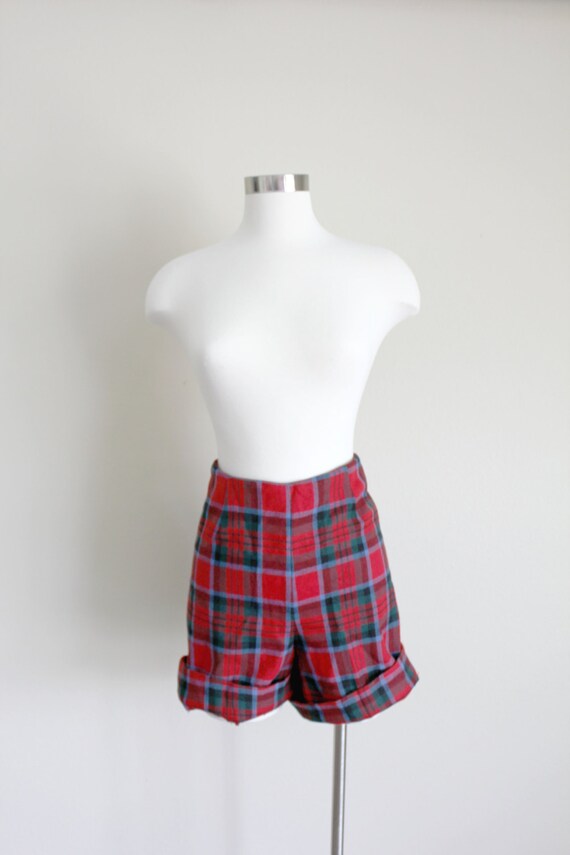 1950s Red Plaid Shorts | Tartan Shorts | Wool Sho… - image 4