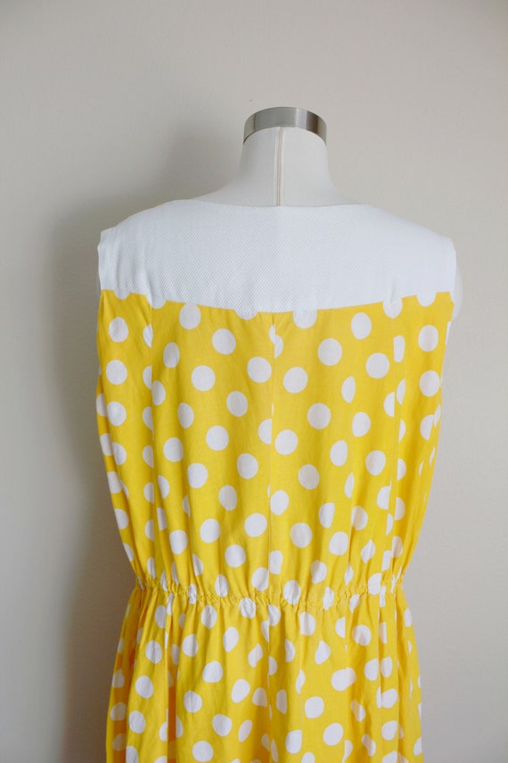 1960s Yellow Polka Dot Shift Dress | 40" inch wai… - image 6