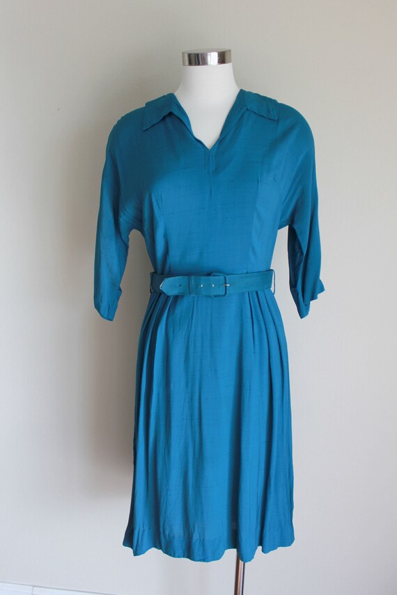 1950s Dolman Sleeve Teal Dress by Dream Dress | 2… - image 2