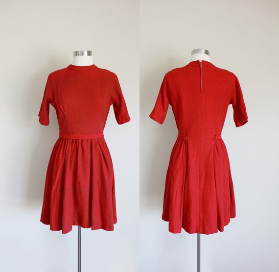 1950s Red Wool Lanz Dress | Lanz Original Dress |