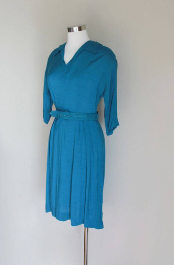 1950s Dolman Sleeve Teal Dress by Dream Dress | 2… - image 3