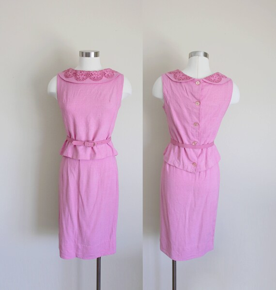 1960s Pink Two-Piece Dress Suit Set by Carol Bren… - image 1