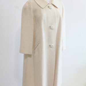 1960s Cream Boucle Knit Swing Coat Medium image 4