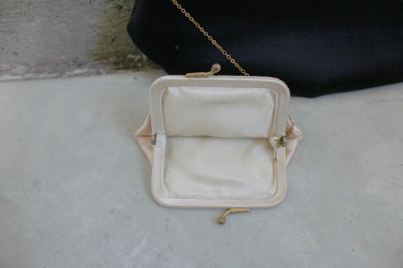 1950s Navy Black Clutch with Coin Purse - image 6