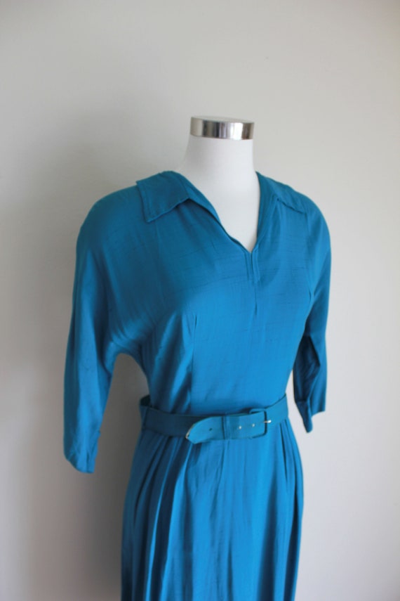 1950s Dolman Sleeve Teal Dress by Dream Dress | 2… - image 5