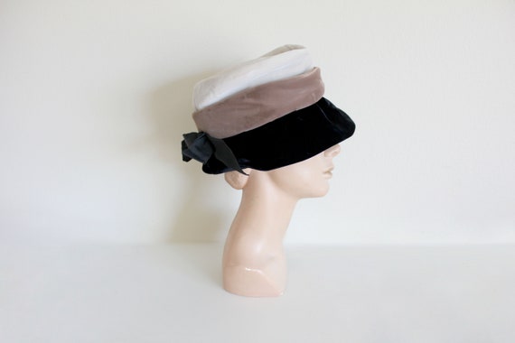 1950s Bucket Hat | Velvet Hat | Colorblock Hat | … - image 1