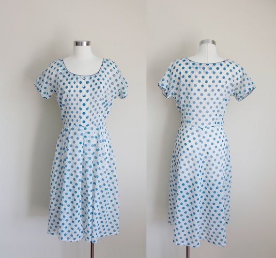 1940s Sheer Polka Dot Dress by L'Aiglon | 28" inc… - image 1