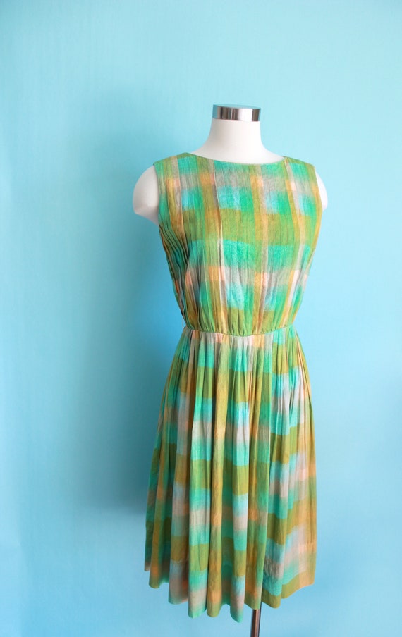 1950s Green Plaid Dress Betty Barclay | Size Small - image 3