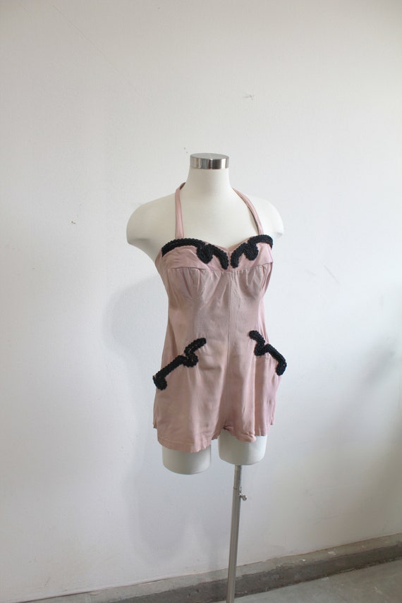 1950s Dusty Pink Patch Pocket Soutache Romper - image 3