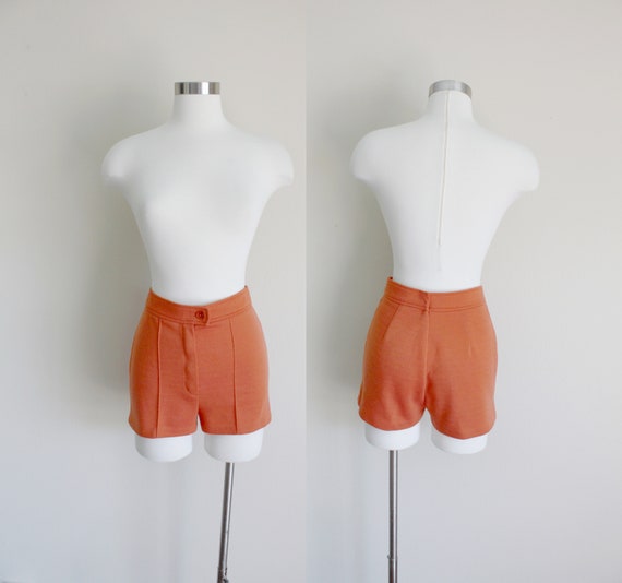 1970s Orange Knit Shorts | Hot Pants | Small
