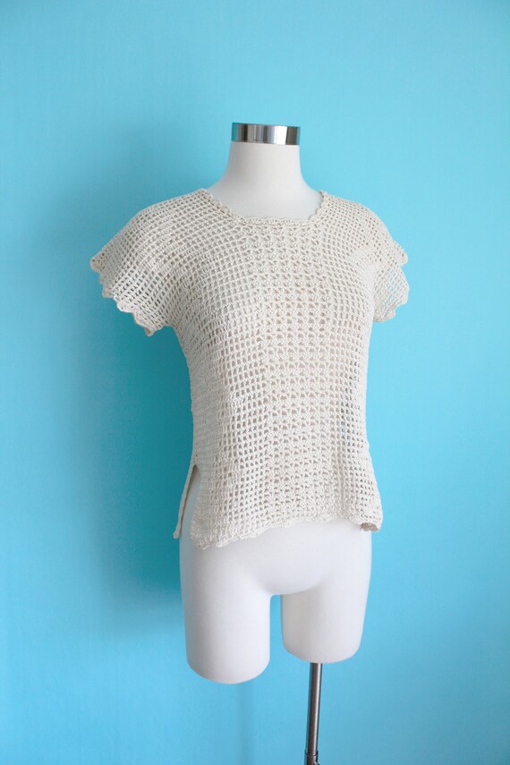 Cream Crochet Knit Top