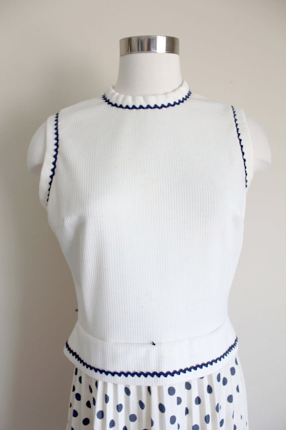 1960s Cream White Sleeveless Polka Dot Dress by J… - image 4