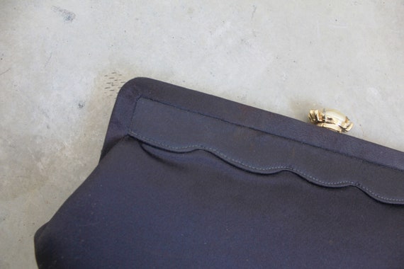 1950s Navy Black Clutch with Coin Purse - image 8