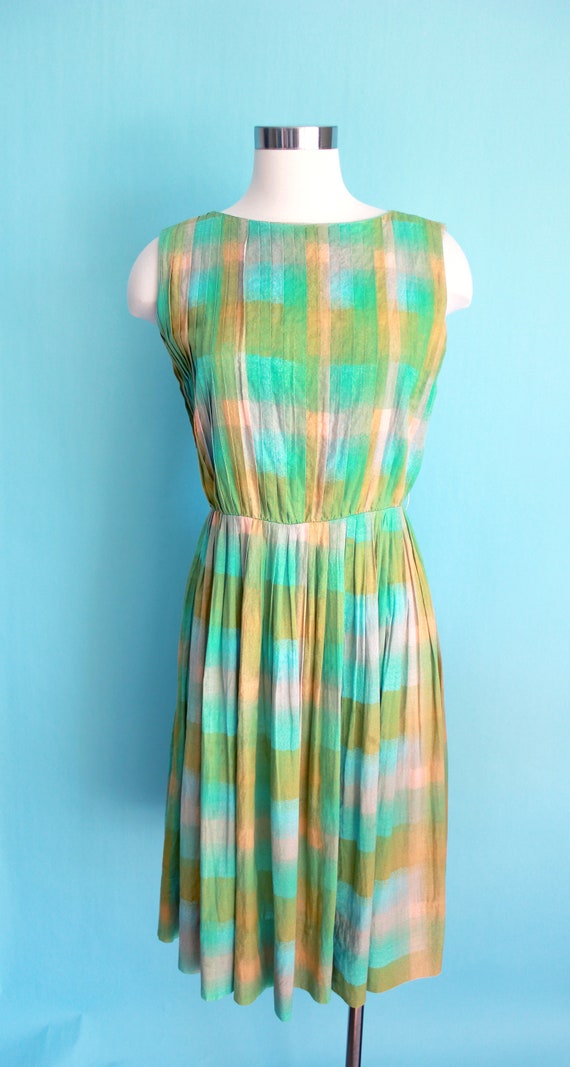 1950s Green Plaid Dress Betty Barclay | Size Small - image 2