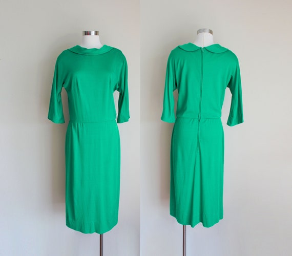 1960s Green Cowl Dress by Pat Primo | 28" inch wai