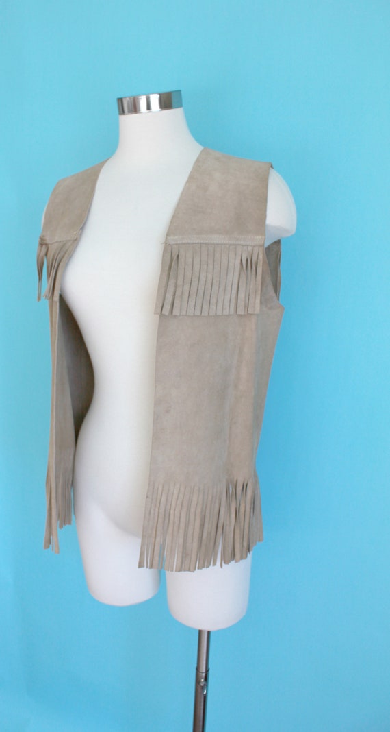 1990s Tan Suede Leather Fringe Vest - image 4